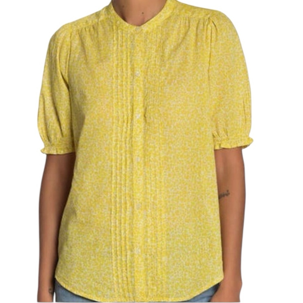 Lucky Brand Pintuck Ruffle Sleeve top